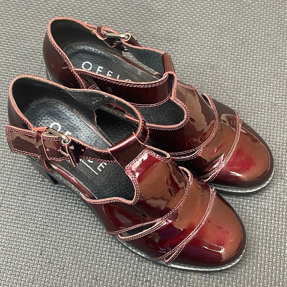 Office London Burgundy Patent Leather Heels Size 38|7 - Picture 2 of 8